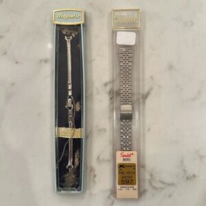 Lot of Vintage Majestic‎ & Speidel Watch Bands Silver Tone New Old Stock NOS